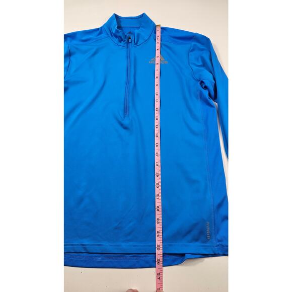 Adidas sz S running prime green vivid blue 1/4 zip with thumb holes performance - Picture 5 of 5